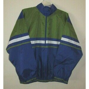 Men's Large Espada wind suit windbreaker jacket Blue Green 1/2 zip Pullover